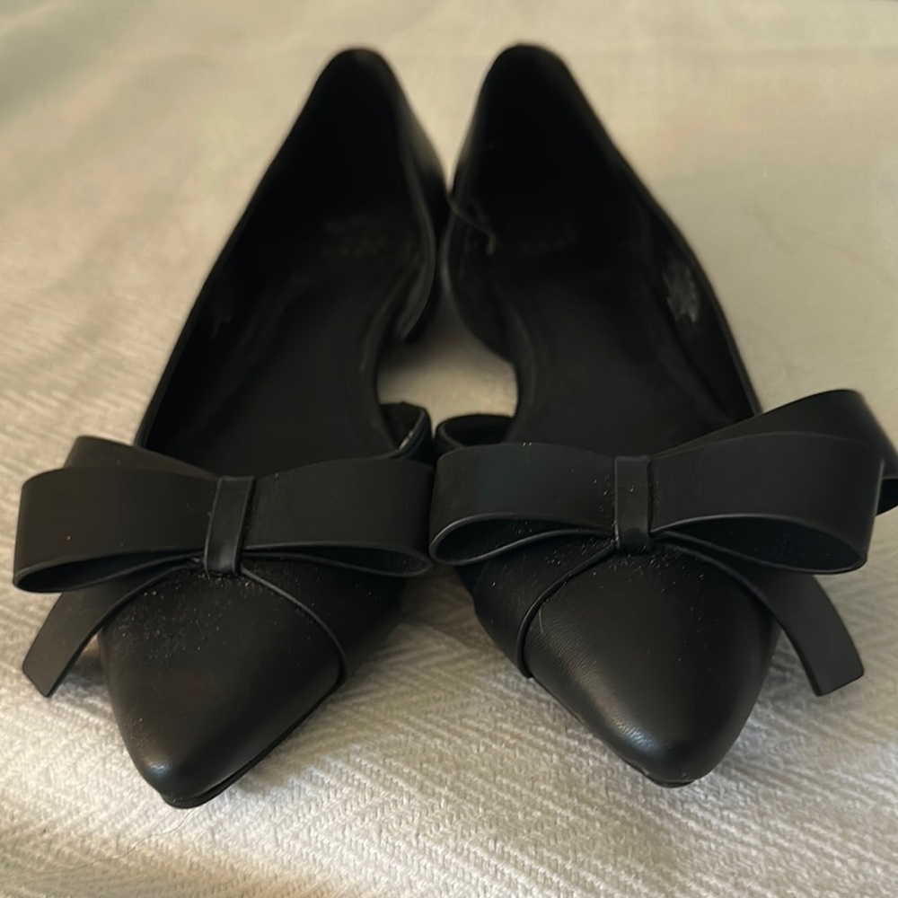 a new day Black Flats with Bow Detail